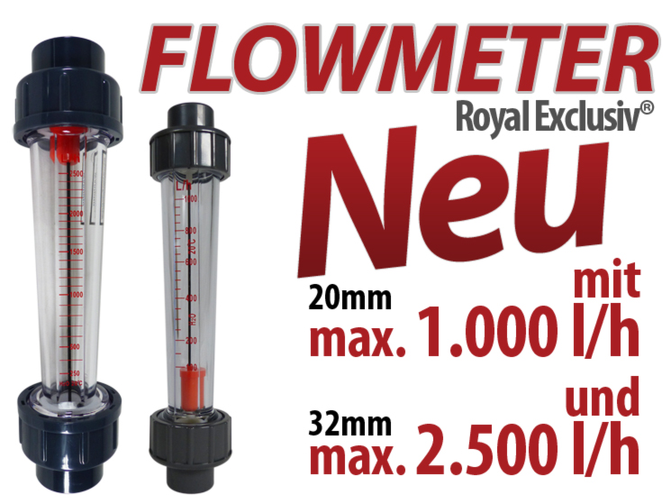 Royal Exclusiv Verrohrung Zubehör Tank Aquarium Flowmeter Durchflussmesser Mengen messer PVC-U grau