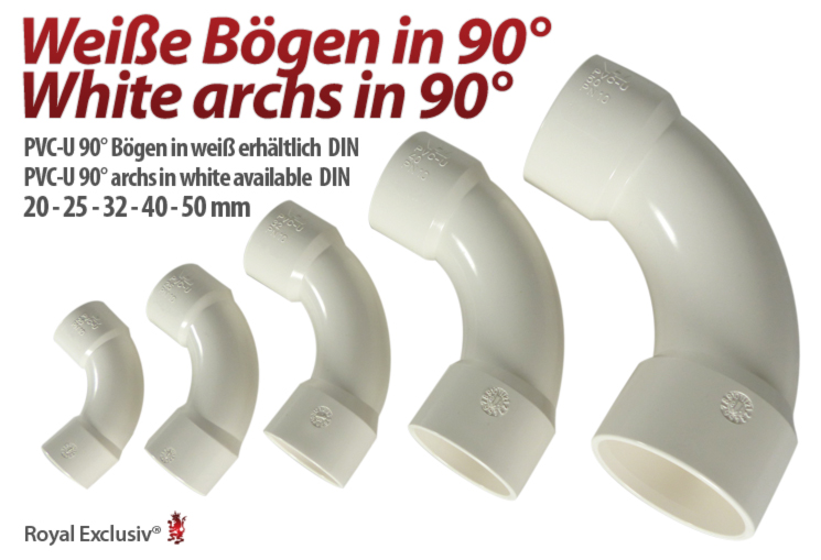 Royal Exclusiv white arch 90° PVC-U 