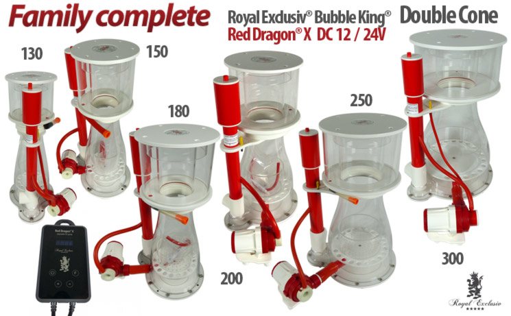 Royal Exclusiv Bubble King Double Cone Red Dragon X pump protein skimmer