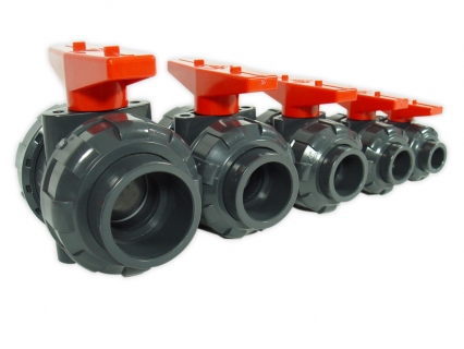 PVC Kugelhahn grau/rot 20mm