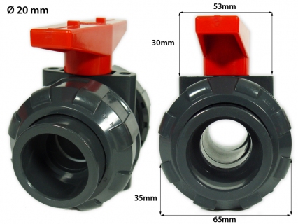 PVC Kugelhahn weiß/rot 20mm