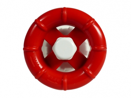 PVC Absperrhahn / Absperrventil weiß/rot 32mm