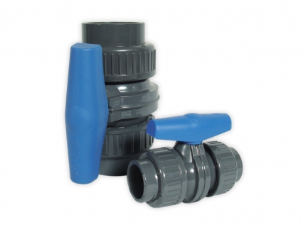 PVC +GF+ Kugelhahn grau 63mm