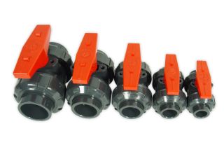PVC True Union Ball Valves grey/red 40mm