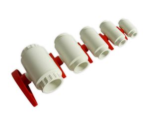 PVC Union Ball Valves white/red 90mm compact