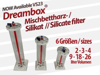 Dreambox Mischbettharzfilter / Silikatfilter Ø 100mm 2 - 3 - 4 Liter Volumen