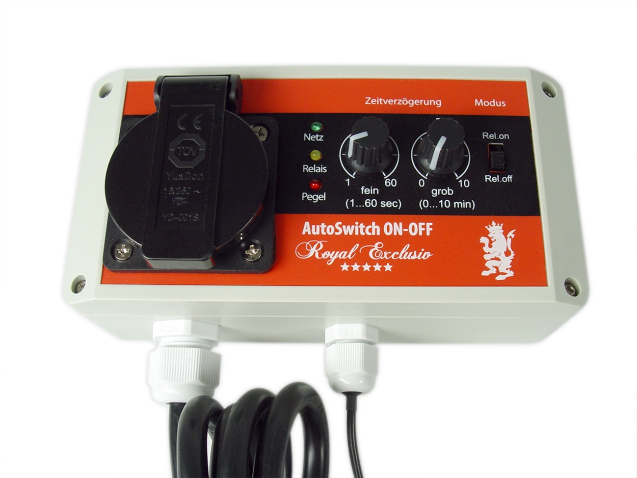 AutoSwitch ON/OFF mit berührungslosen Niveauschalter und schaltbarer Steckdoseneinheit