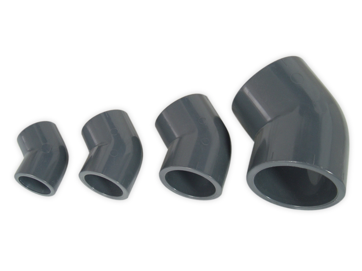 PVC 45° Winkel Ø 32 mm grau