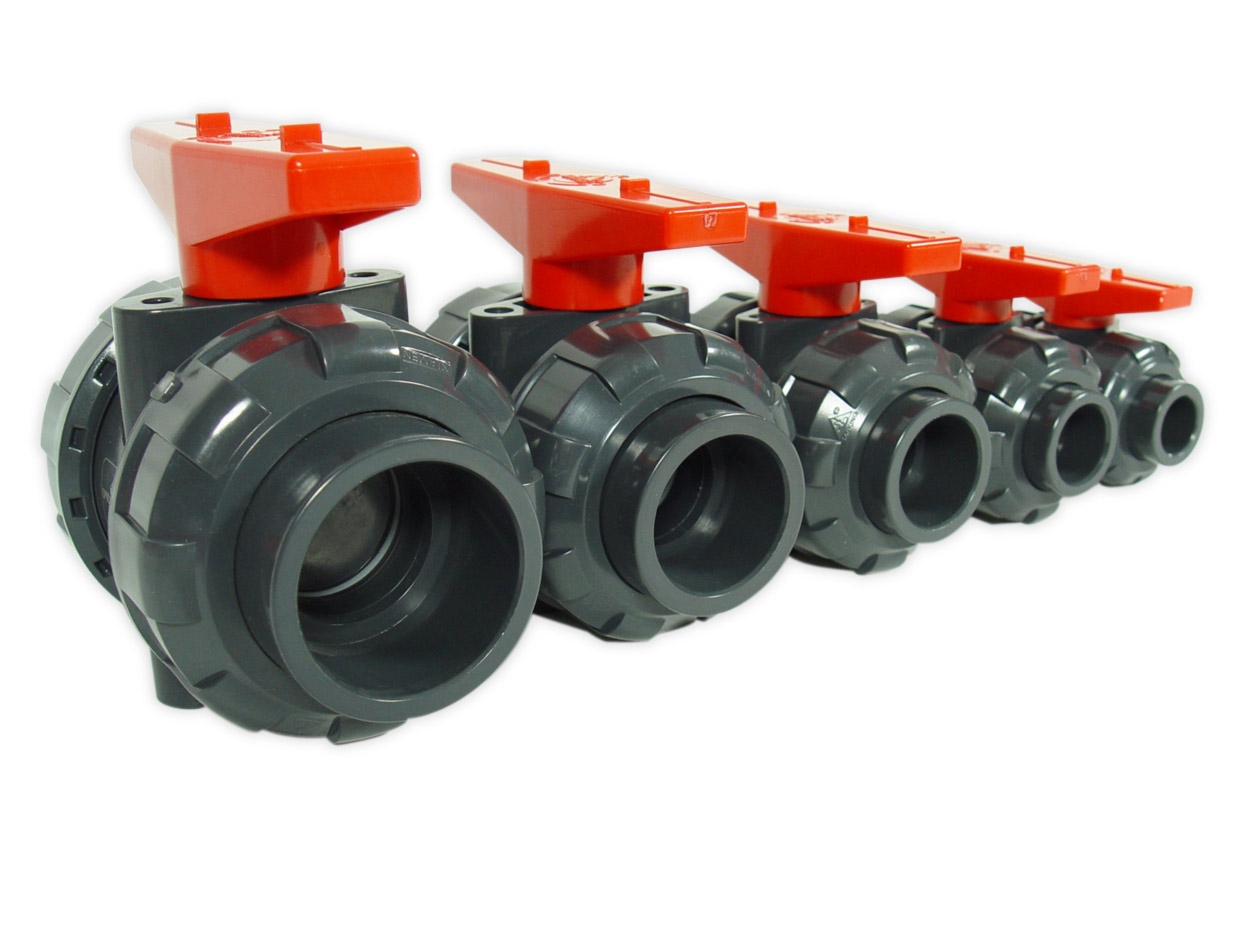 PVC Kugelhahn grau/rot 25mm