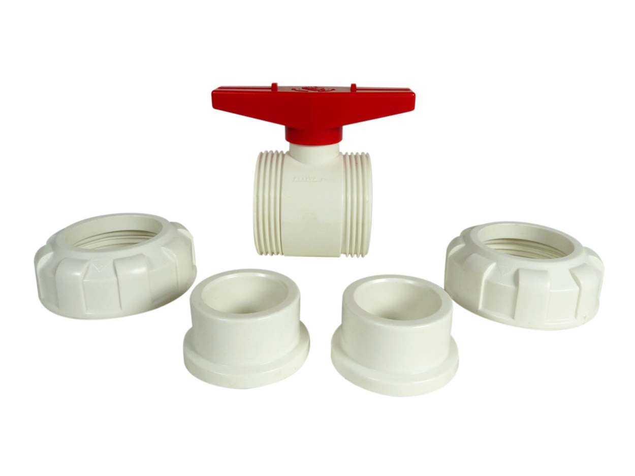 PVC Kugelhahn weiß/rot 50mm