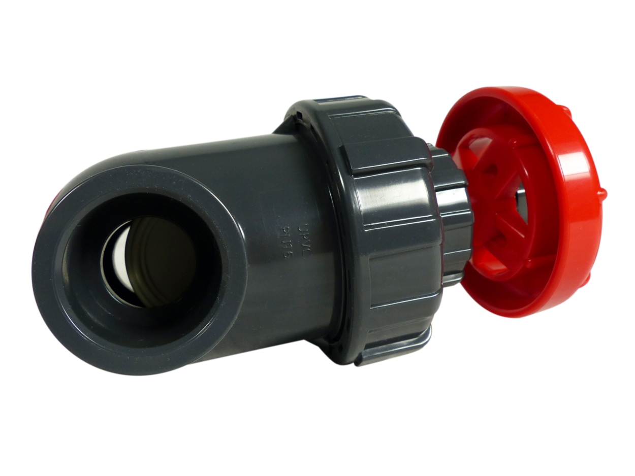 PVC Absperrhahn / Absperrventil grau/rot 32mm