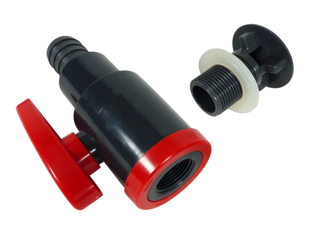 PVC Bodenablass / Auslasshähne grau/rot 20mm