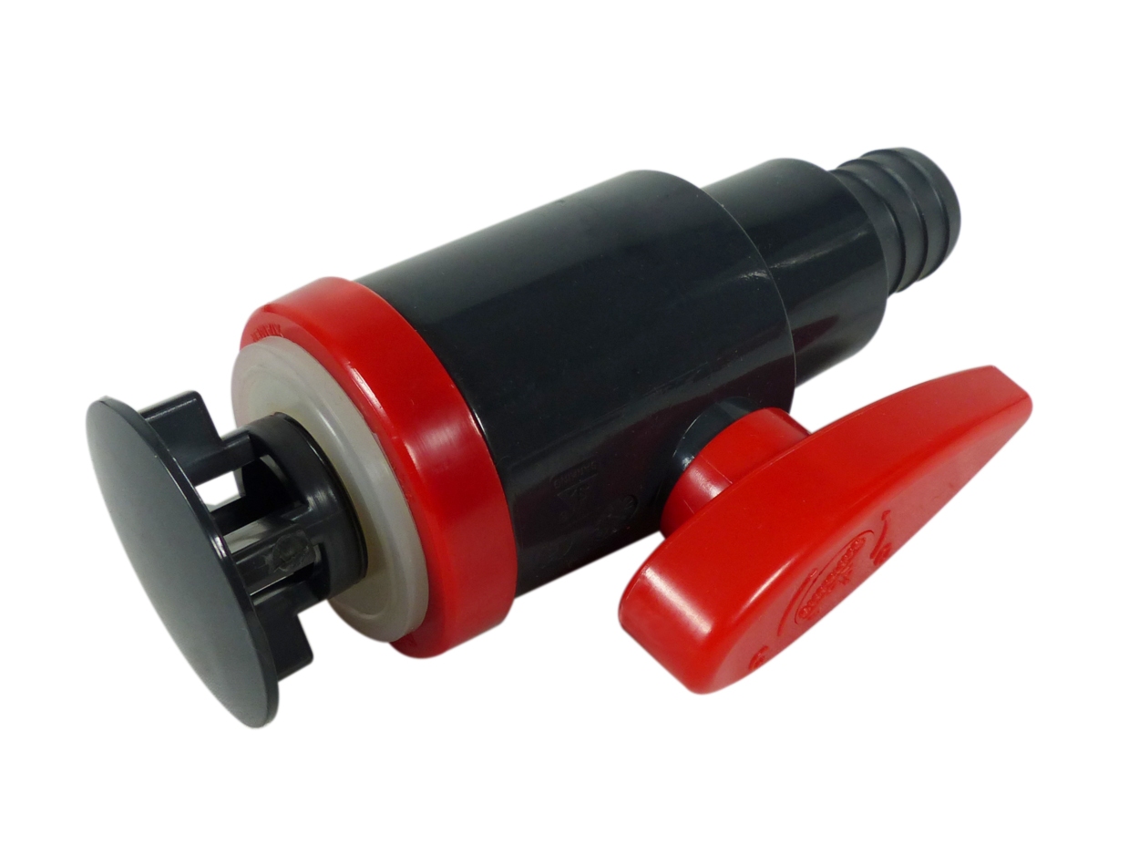 PVC Bodenablass / Auslasshähne grau/rot 25mm