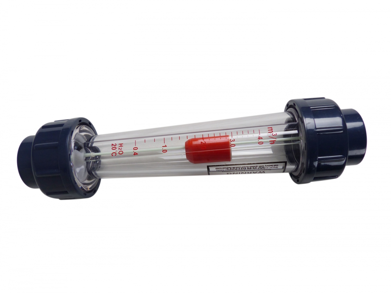 PVC Flowmeter / Durchflussmengenmesser Ø 40mm grau 4000 l/h