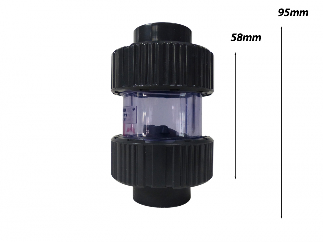 PVC Rückschlagventil Ø 25mm grau Kurze/Kompakte Ausführung