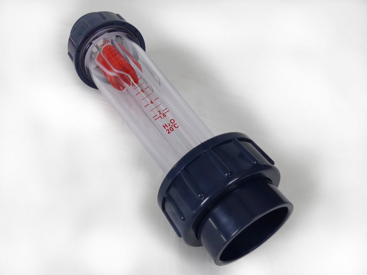 PVC Flowmeter / Durchflussmengenmesser Ø 63mm grau 16000 l/h